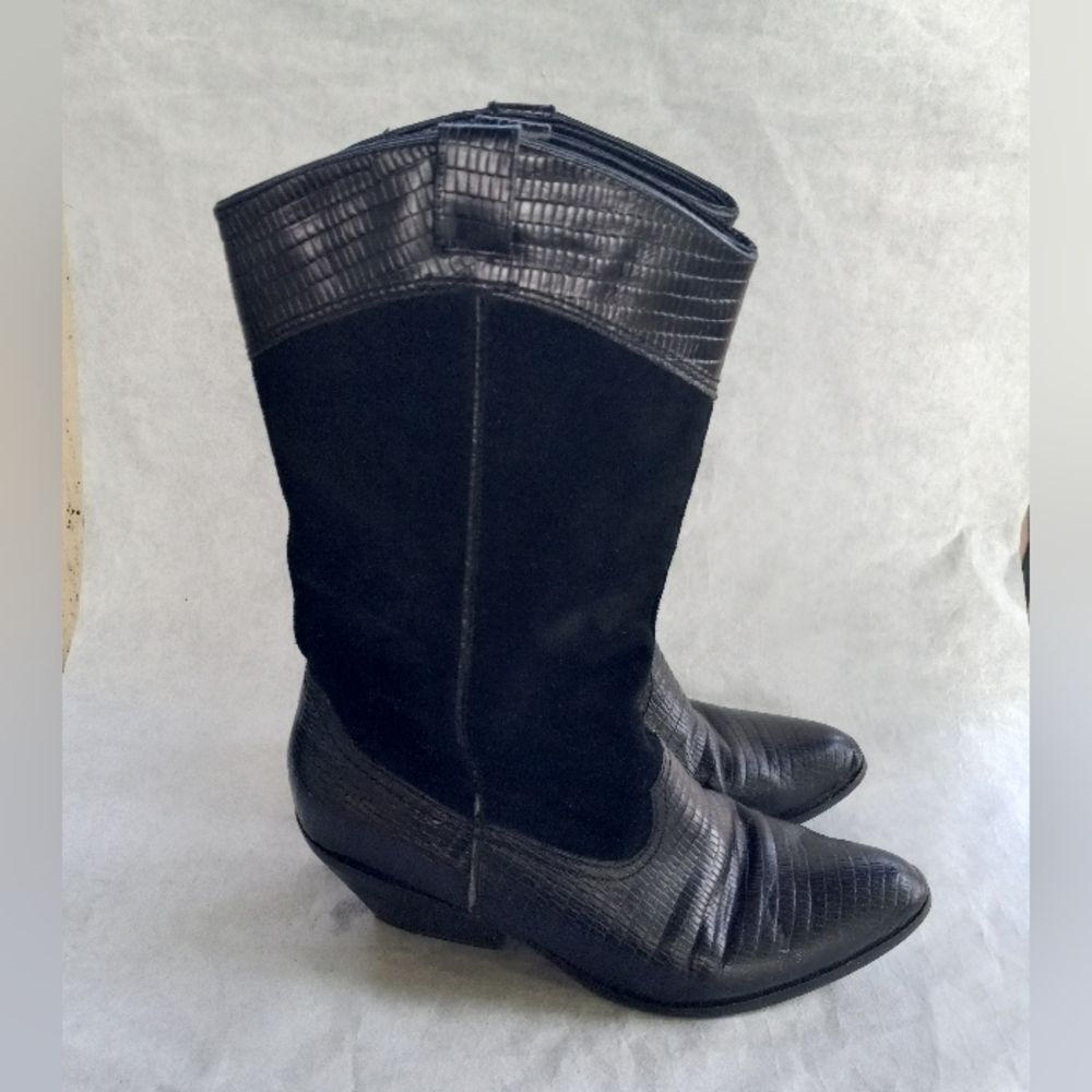 Reba Cowgirl Women Leather Reptile Print Western Boot Shoes Sz 6.5 M